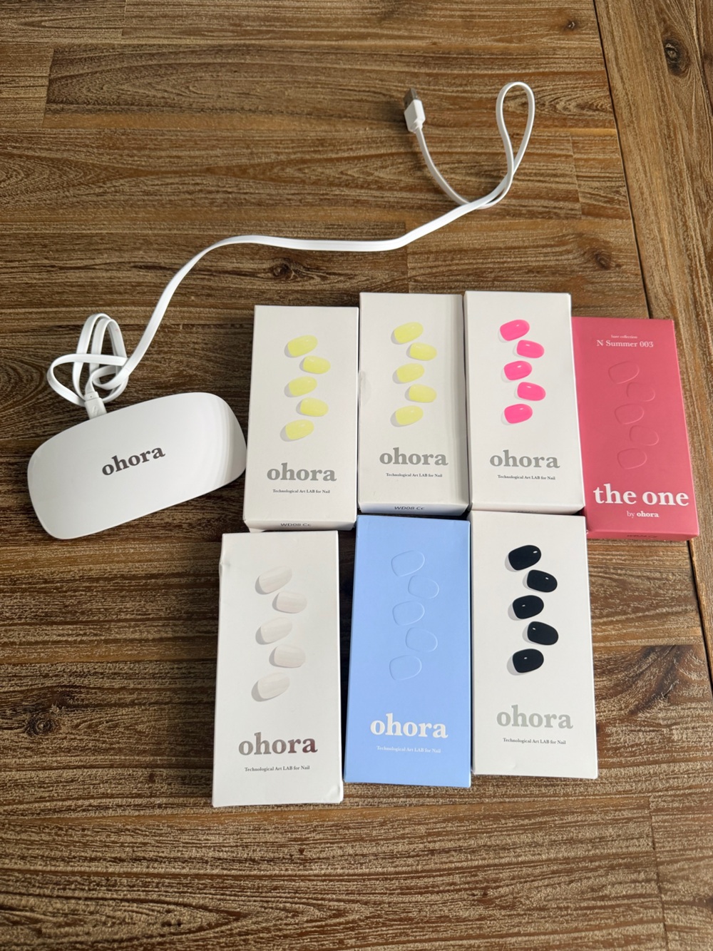 Ohora Press-On Gel Nail Kit with LED Lamp - 7 sets